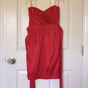 Pink strapless formal mini dress